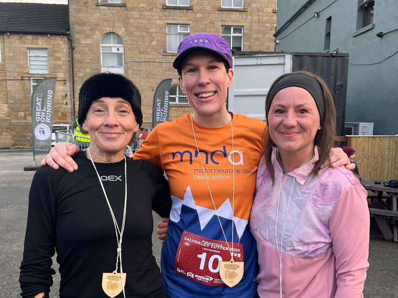 Lara Dickinson (centre) was the first woman to finish, followed by Janine Lee (left) and Vicky Omelianowicz.