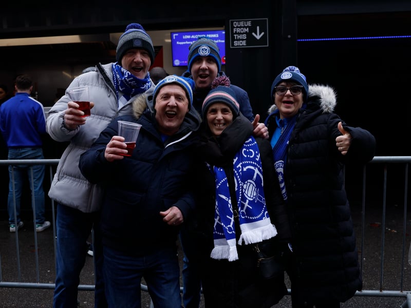 Excited fans arrive at Fratton Park
