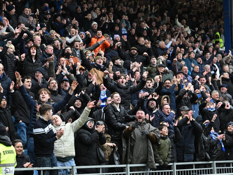 Pompey fans backing their team in the south-coast derby against Southampton. 