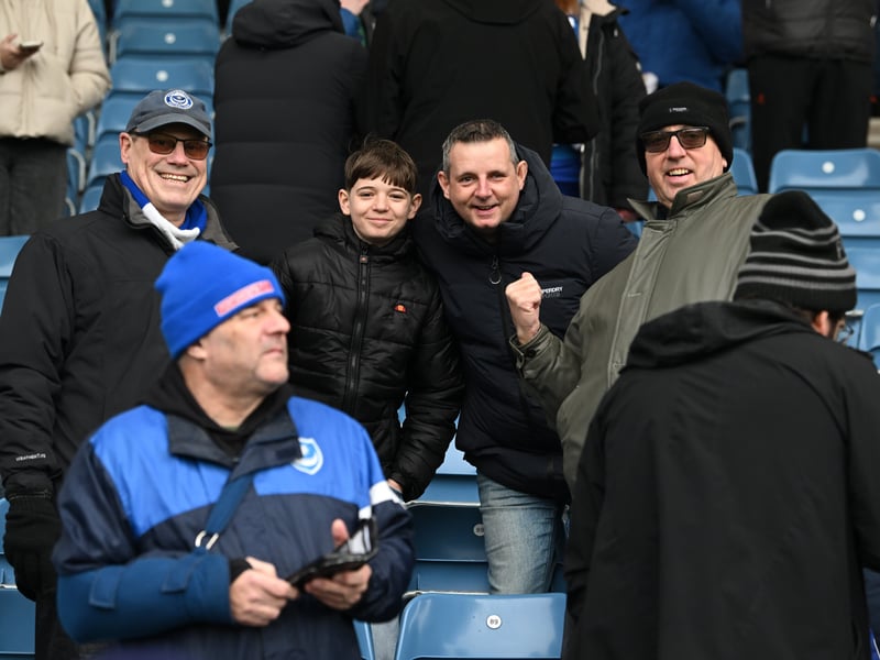 Pompey fans backing their team in the south-coast derby against Southampton.