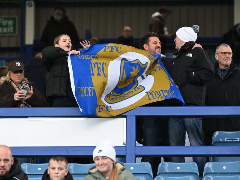 Pompey fans backing their team in the south-coast derby against Southampton.  
