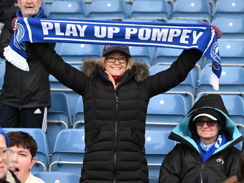 Pompey fans backing their team in the south-coast derby against Southampton.