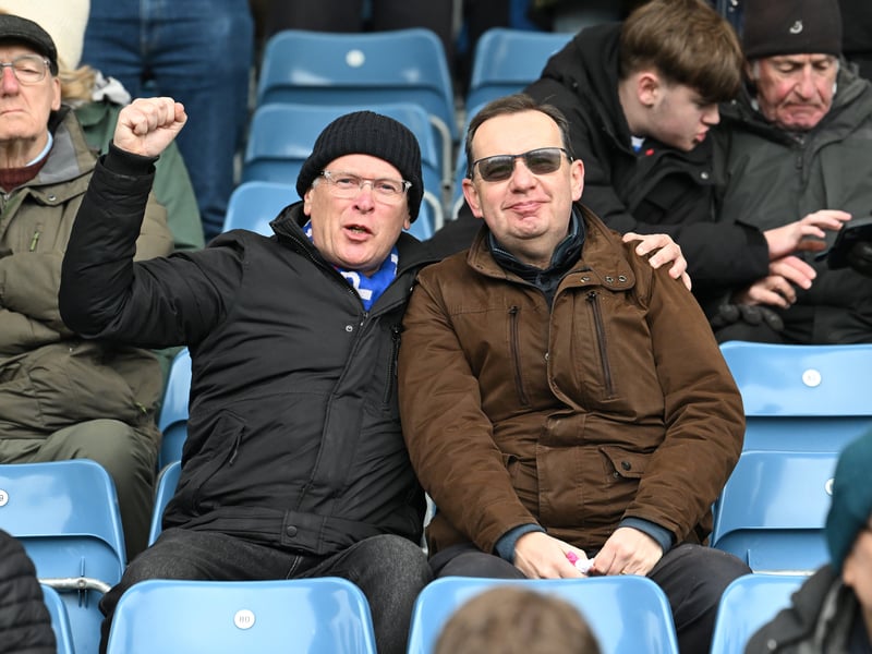 Pompey fans backing their team in the south-coast derby against Southampton.
