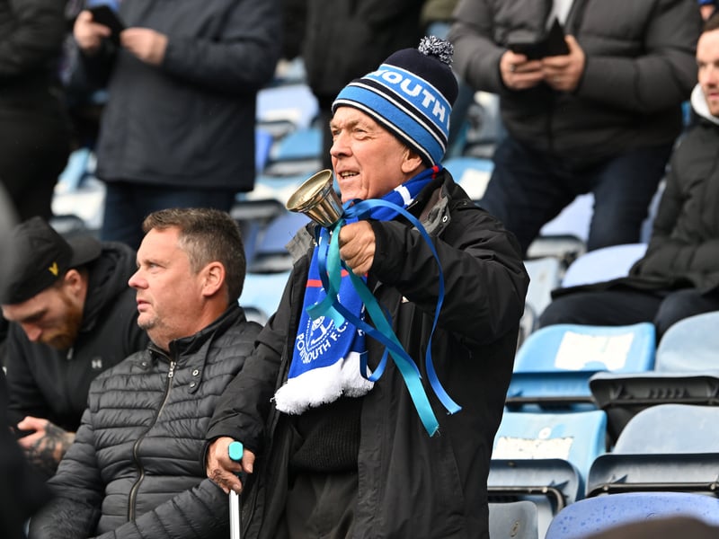 Pompey fans backing their team in the south-coast derby against Southampton. 