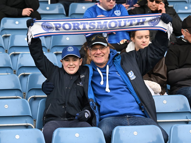 Pompey fans backing their team in the south-coast derby against Southampton.