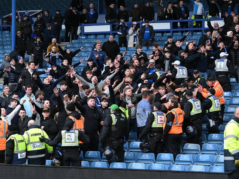 Pompey fans backing their team in the south-coast derby against Southampton.
