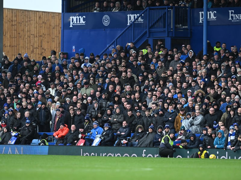Pompey fans backing their team in the south-coast derby against Southampton. 