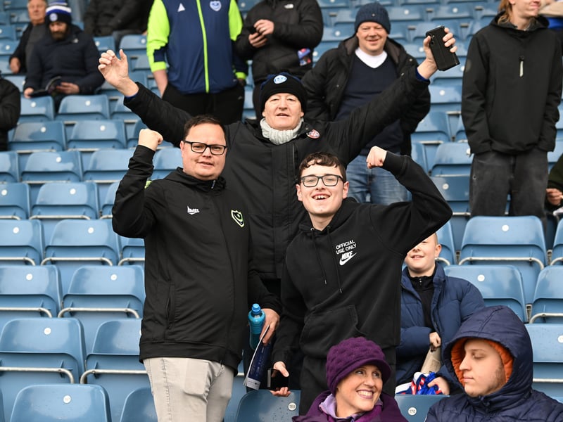 Pompey fans backing their team in the south-coast derby against Southampton.
