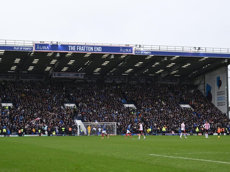 Pompey fans backing their team in the south-coast derby against Southampton. 