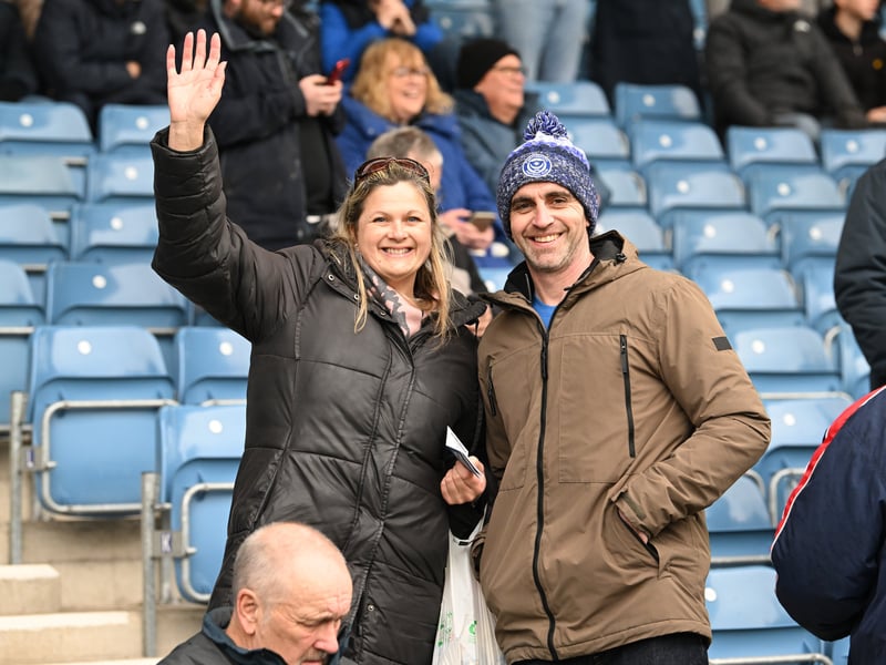 Pompey fans backing their team in the south-coast derby against Southampton.