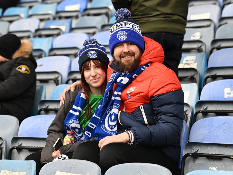 Pompey fans backing their team in the south-coast derby against Southampton. 