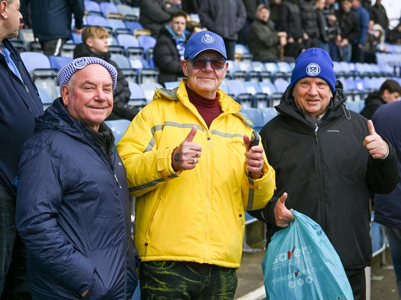Pompey fans backing their team in the south-coast derby against Southampton.