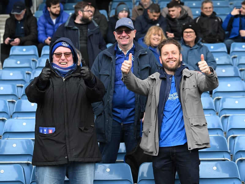 Pompey fans backing their team in the south-coast derby against Southampton. 