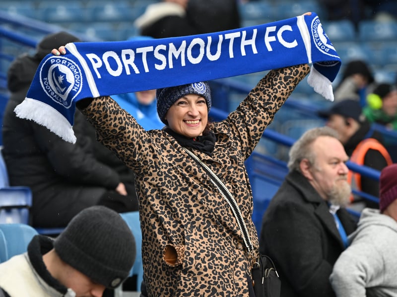 Pompey fans backing their team in the south-coast derby against Southampton.