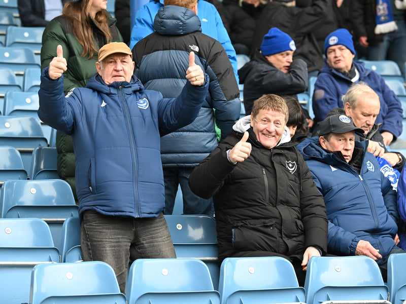 Pompey fans backing their team in the south-coast derby against Southampton.