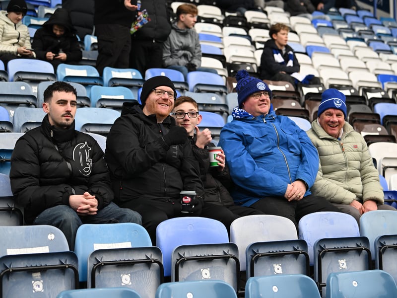 Pompey fans backing their team in the south-coast derby against Southampton.
