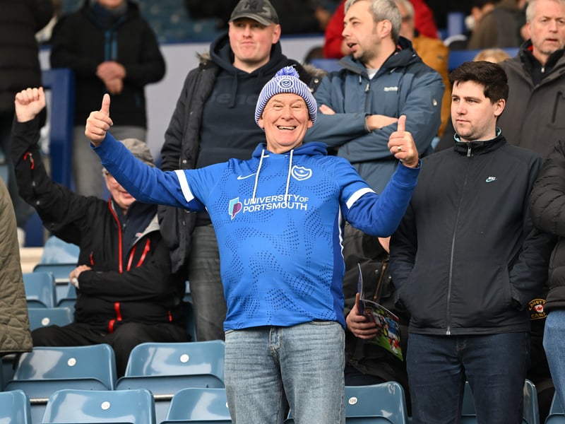 Pompey fans backing their team in the south-coast derby against Southampton.    