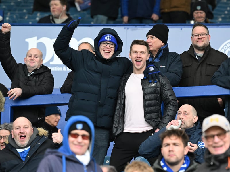 Pompey fans backing their team in the south-coast derby against Southampton.    