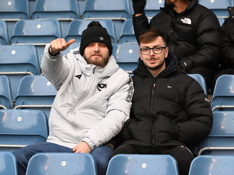 Pompey fans backing their team in the south-coast derby against Southampton.
