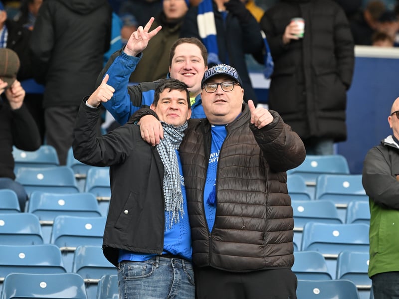 Pompey fans backing their team in the south-coast derby against Southampton.    