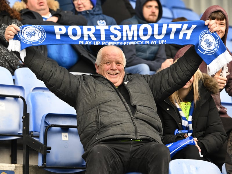 Pompey fans backing their team in the south-coast derby against Southampton. 