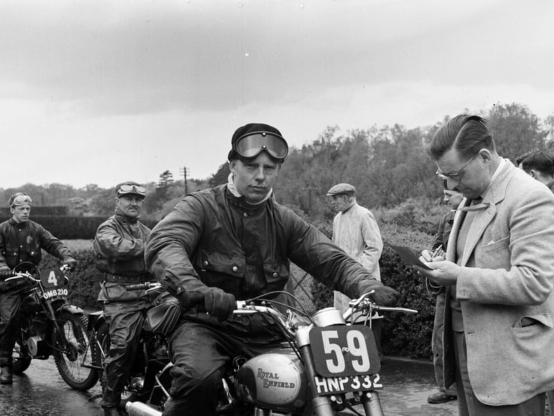 Motorcycling at Blackford Hill in May 1956.