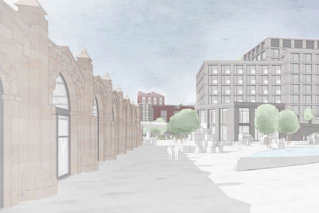 Image of office at Sheaf Square outside the entrance to Sheffield Station.