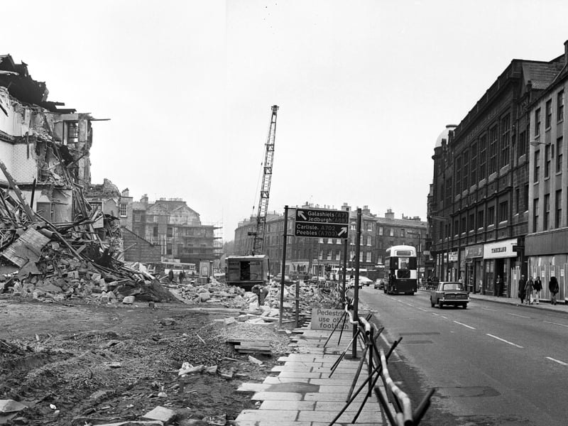 Demolition of part of Earl Grey Street in Tollcross, Edinburgh, in January 1974.