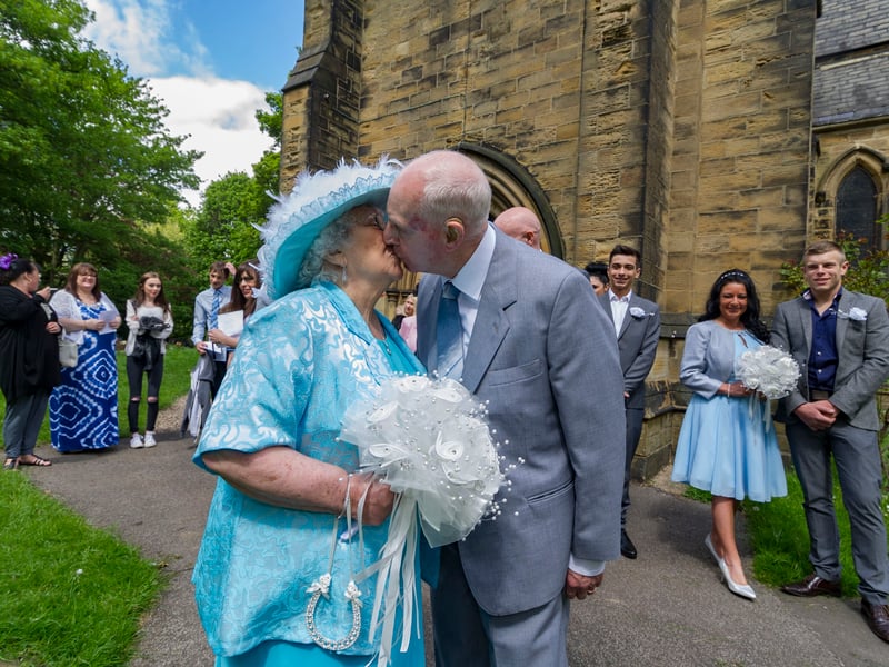 Sealed with a kiss. Sally and Colin Dunn tied the knot at St Mary's Church in May 2016.