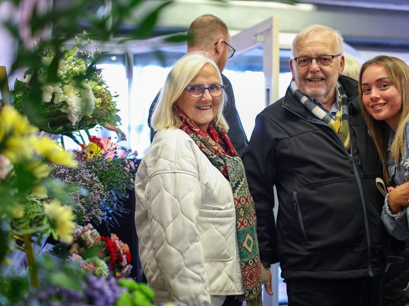 Theresa and Ian Grant and Tillie Mae at the opening of Lottie's Florist in Paulsgrove.