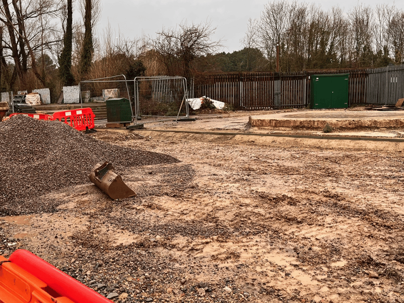 Groundwork is beginning by the entrance of the lido.