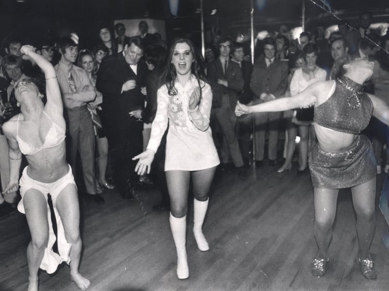 A go-go dancing competition at the Penny Farthing Club, Sheffield, in February 1970