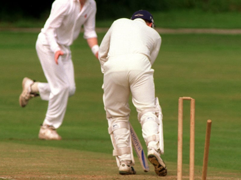Great Preston batsman Phil Wilkinson is cleaned bowled by Whitkirk captain Simon Bowman for 21 during the clash in August 1997.