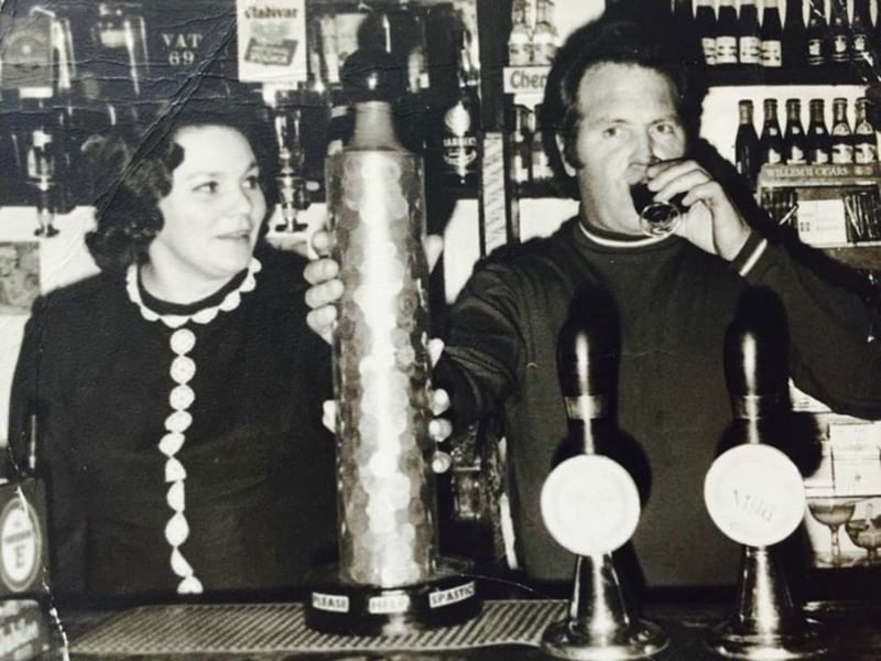 Mavis and Tony Straw atthe Dolphin pub, Robin Hood's Bay, in the 1970s