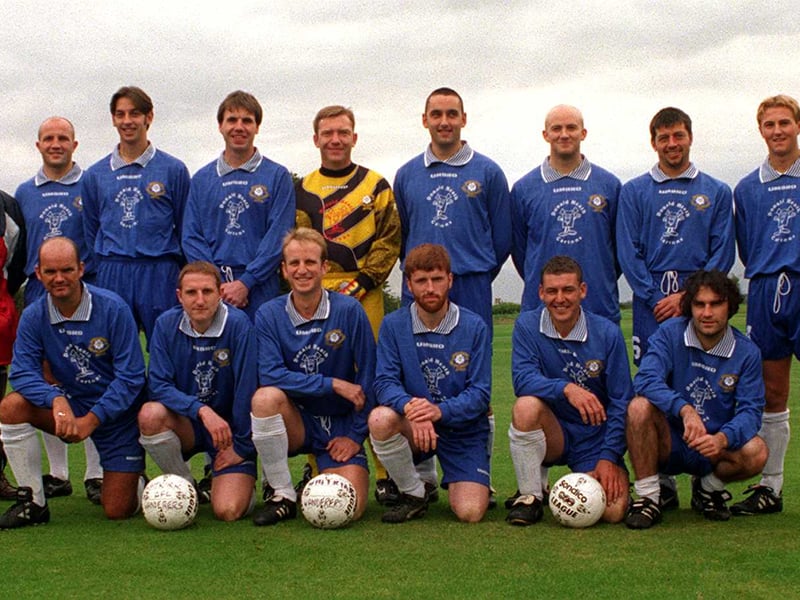 Whitkirk Wanderers, who played in the Premier Division of the West Yorkshire League, pictured in October 1997. Back row, from left, are Paul Haddock (physio), Tony Matthews (manager), Jamie Reynolds, Mark Newstead, Mark Walton, Malcolm Roff, Paul Masterton, Warren Jones, Darren Marshall, Gary Cale and John Friend, (assistant manager). Front row, from elft, are Willy Heselgrave, Chris Prior, Ian Simpson (captain), Chris McDuff, Sean Wood and Keith Brown.
