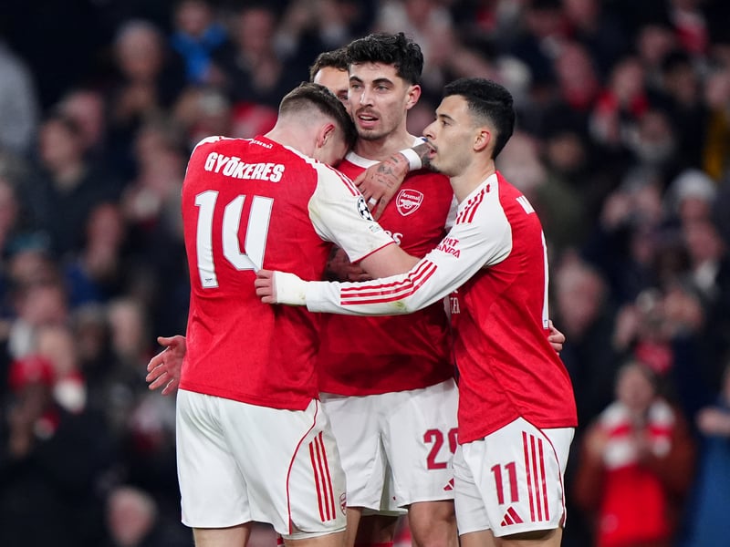 Arsenal striker Havertz has been on the comeback trail from knee surgery following the injury suffered in August's clash against Manchester United and the German international missed the weekend's reverse fixture against the Red Devils having made a December return to action. Havertz, though, started Wednesday's game against Kairat and played the first 45 minutes which Arteta said was always the plan. Now back in the mix and a huge boost for the Gunners.