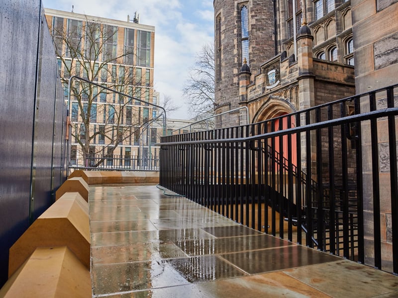New access ramp at the main entrance off Bristo Square.