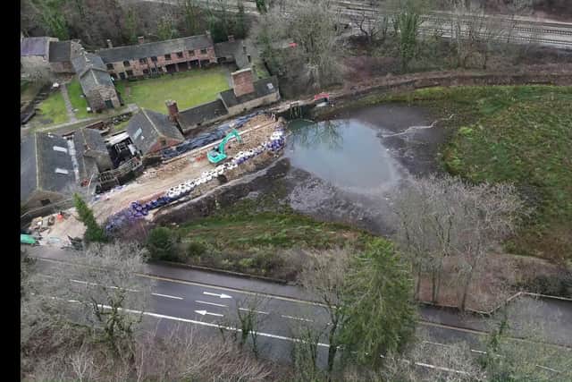 This is how Abbeydale Dam, Sheffield, looks, with most of the water now removed while work is carried out to mend it. Photo: Esh Construction/Chapman Brown Photography