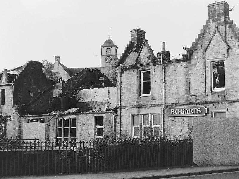 Bogarts nightclub, Hawick after it burnt down in October 1992