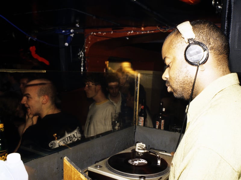 Techno DJ Juan Atkins at the Sub Club, Glasgow, in 1991