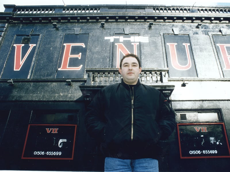 Louie Di Resta outside his nightclub, Venue II in Bathgate, in 1997