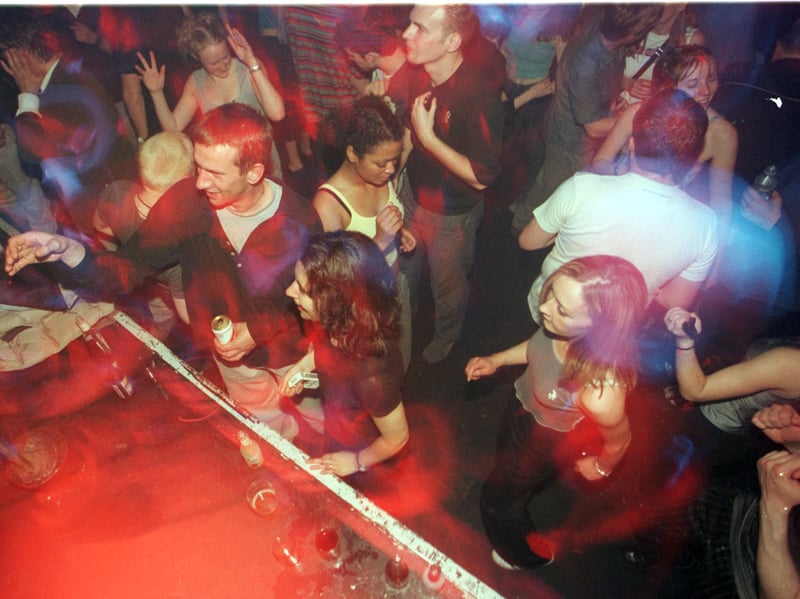Dancing at Barry Cabana's nightclub on the Cowgate, Edinburgh, in May 1999