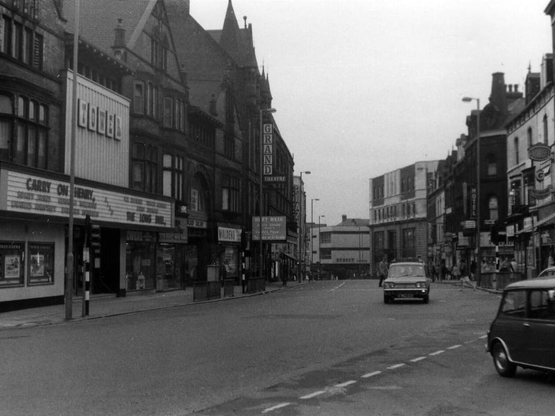 The Tower Cinema on New Briggate circa 1971. It opened on April 12, 1920, following a conversion of the old Grand Arcade by the architect J.P. Crawford of Albion Street. It was to close in 1985.