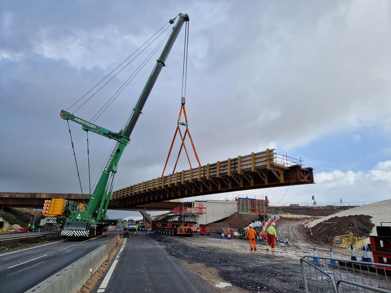 Massive beam craned into place on the M3