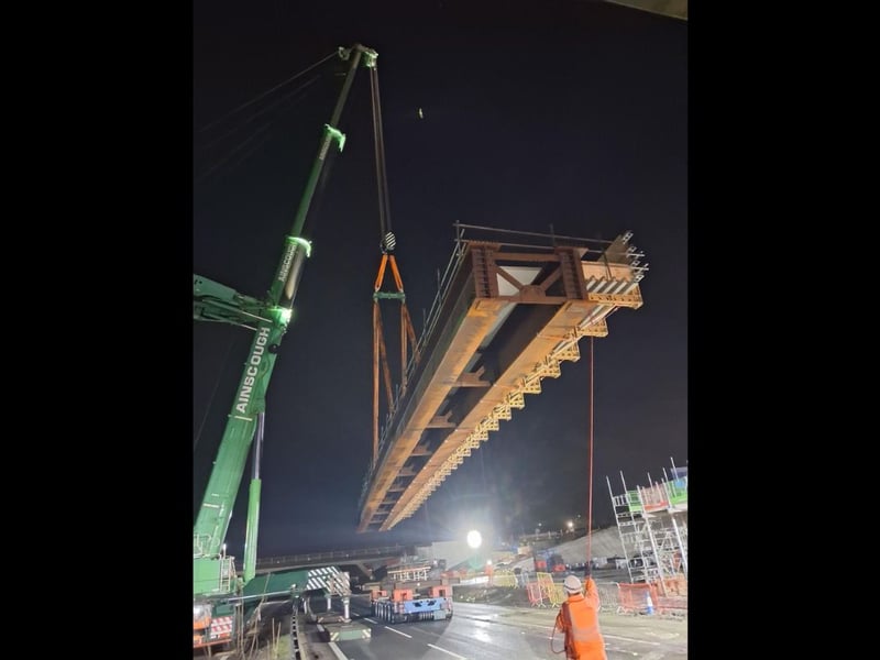 Massive beam craned into place on the M3