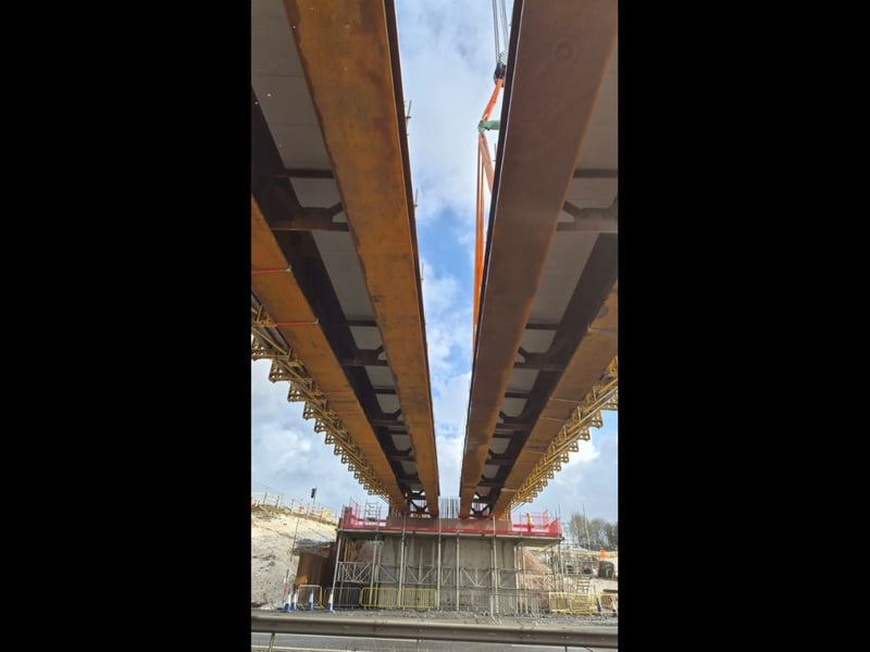 Massive beam craned into place on the M3
