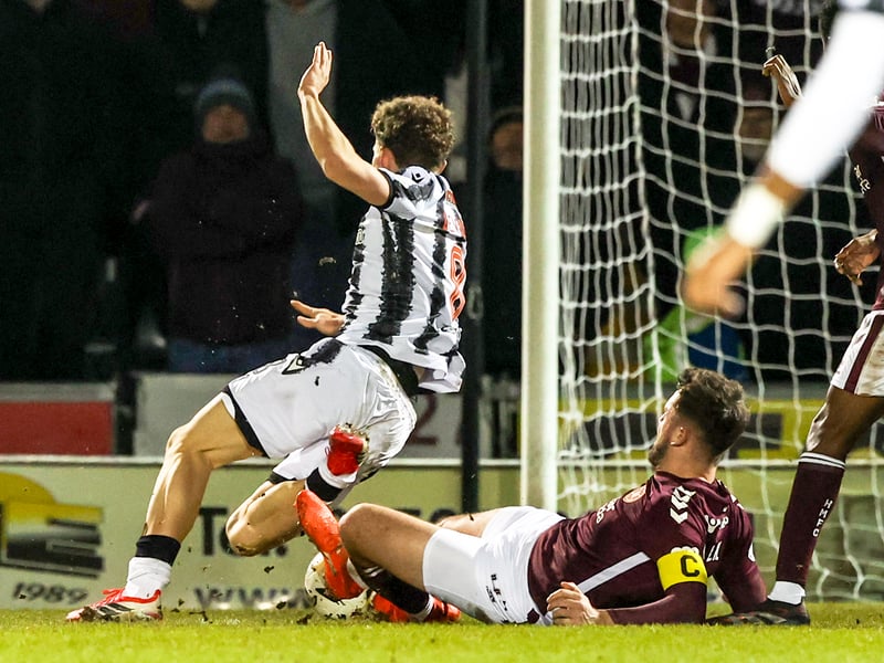 The centre-back scored the winner the last time the two sides met at Tynecastle, but will miss Tuesday night's clash after his red card against St Mirren last week.