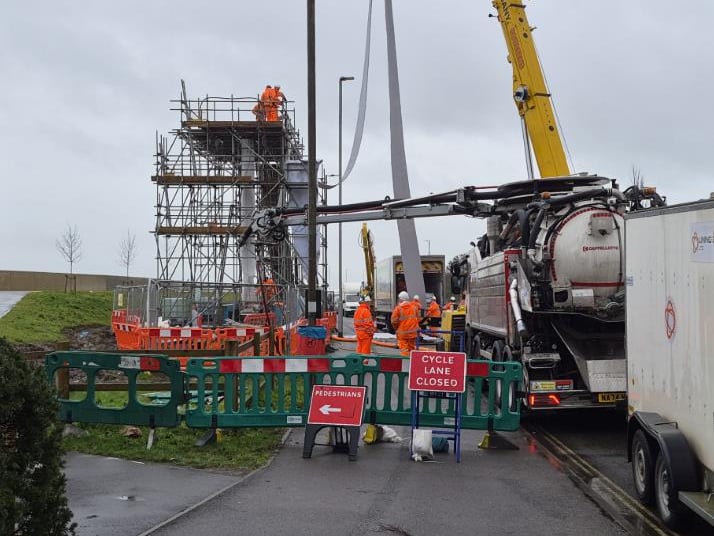 Work taking place on the southbound carriageway of the Eastern Road.