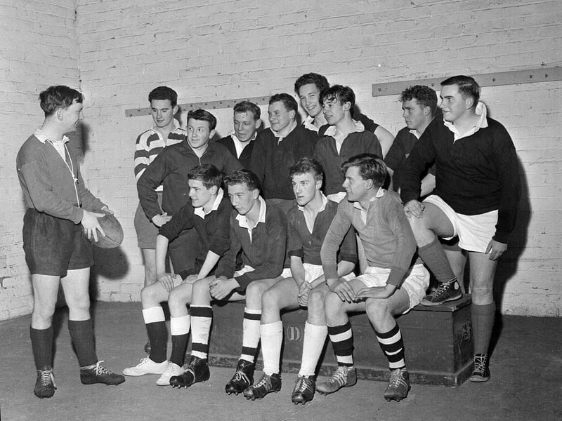 The Edinburgh Colts Rugby Team training at Murrayfield in November 1963.