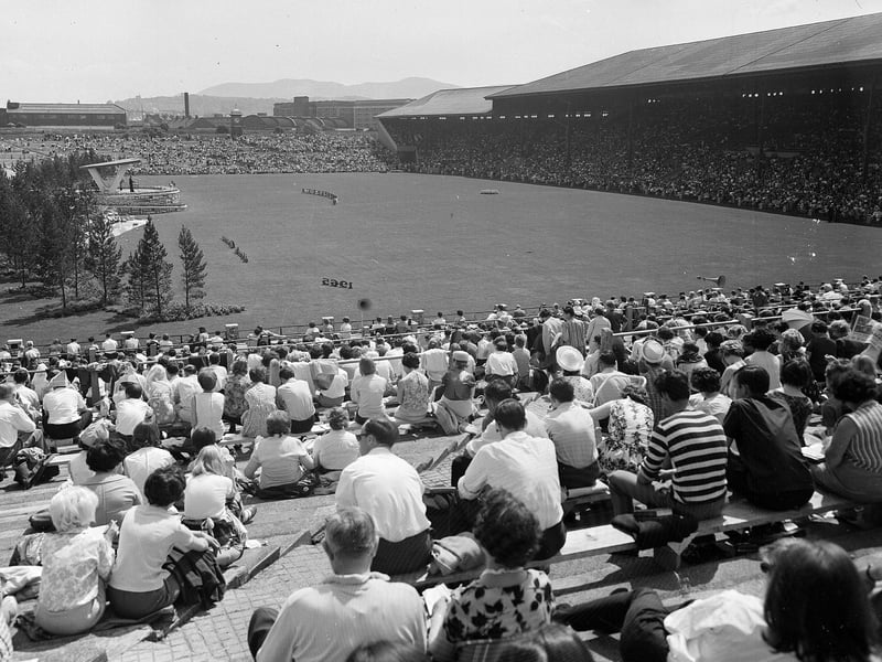 The view from the stands at the Jehovah's Witnesses convention at Murrayfield in June 1965.